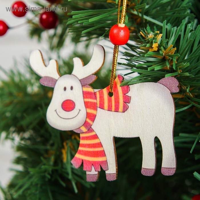 Подвеска новогодняя «Счастливый олень», МИКС Подвеска новогодняя «Счастливый олень», МИКС