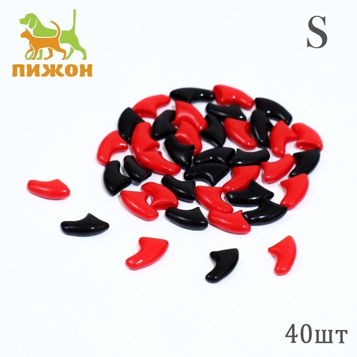 Когти накладные Когти накладные "Дуэт-Антицарапки" (40 шт), размер S, чёрные-красные