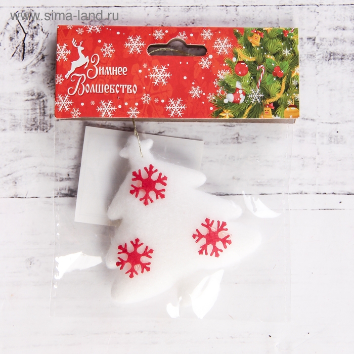 Мягкая подвеска Мягкая подвеска "Ёлочка в снежинках" 6,5х8 см, красно- белый