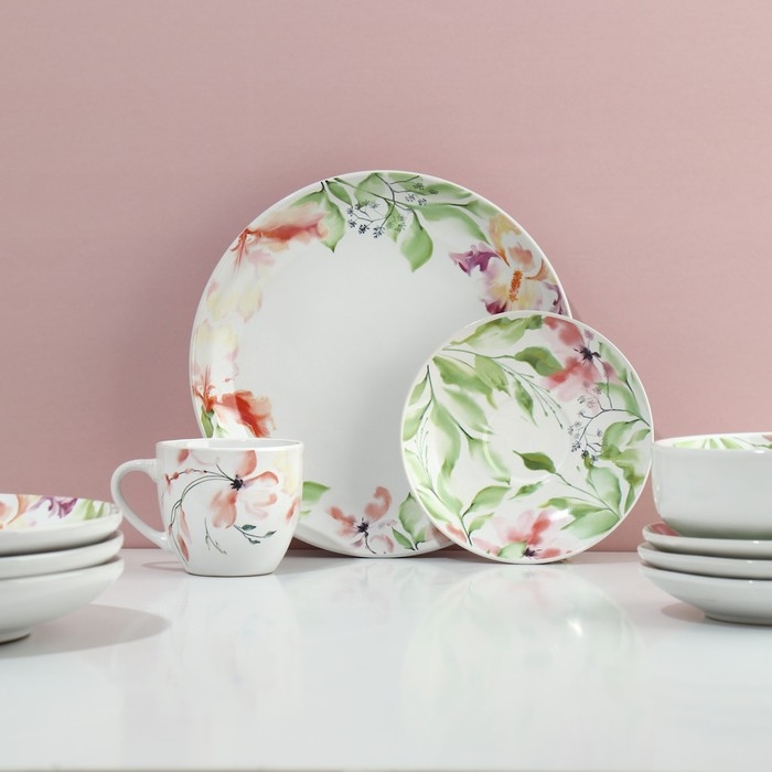 Набор посуды на 4 персоны «Акварель», 16 предметов: 4 тарелки 23 см, 4 миски 14.5 см, 4 кружки 250 мл, 4 блюдца 15 см. Набор посуды на 4 персоны «Акварель», 16 предметов: 4 тарелки 23 см, 4 миски 14.5 см, 4 кружки 250 мл, 4 блюдца 15 см.