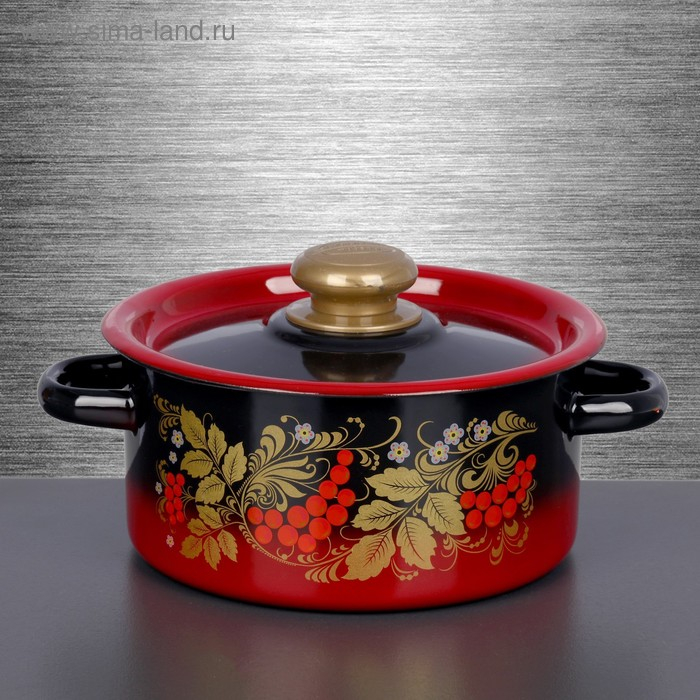 Кастрюля эмалированная, 2 л, ручка МИКС