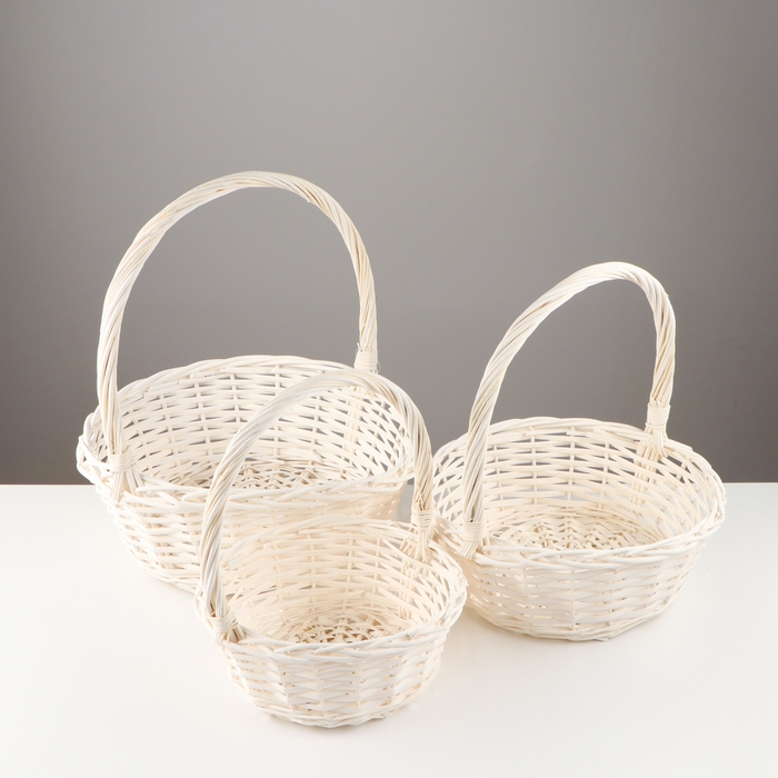 Набор корзин «Плетёнка», 3 шт, 38×13/41 см, 34×11/38 см, 30×9/34 см, ива Набор корзин «Плетёнка», 3 шт, 38×13/41 см, 34×11/38 см, 30×9/34 см, ива