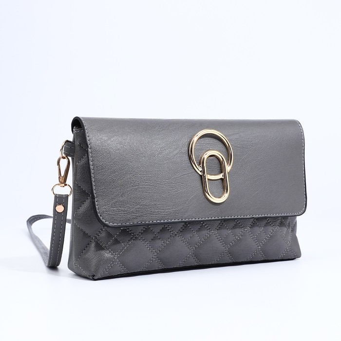 Сумка-клатч на магните, длинный ремень, цвет серый Сумка-клатч на магните, длинный ремень, цвет серый