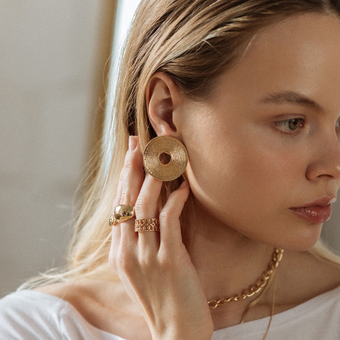 Кольцо «Звенья» крупная цепь, цвет золото, безразмерное