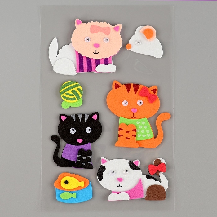 Набор наклеек из EVA  Набор наклеек из EVA "Котики", 7 шт