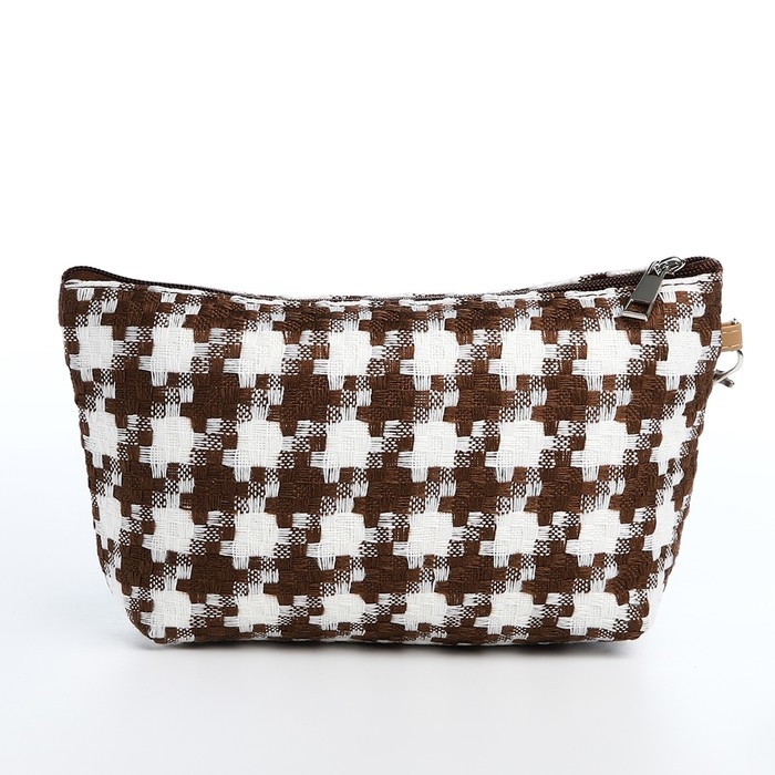 Косметичка на молнии, цвет белый/коричневый Косметичка на молнии, цвет белый/коричневый