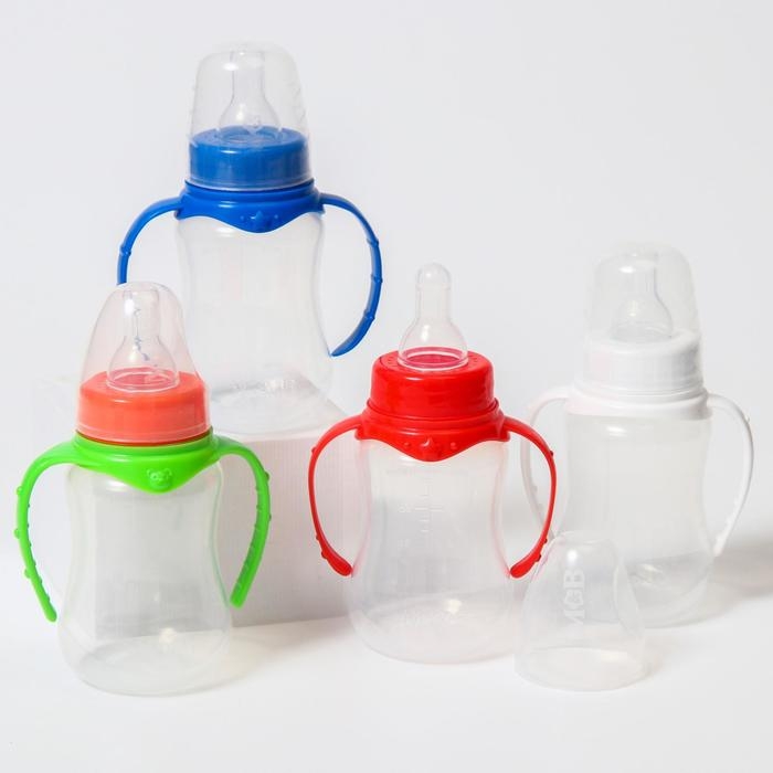 Бутылочка для кормления, классическое горло, 150 мл., от 0 мес., приталенная, с ручками, цвет МИКС Бутылочка для кормления, классическое горло, 150 мл., от 0 мес., приталенная, с ручками, цвет МИКС
