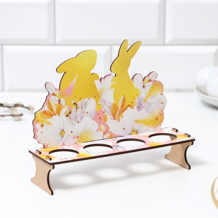 Подставка на 4 яйца «Кролики», 19,6 х 16 х 6 см. Подставка на 4 яйца «Кролики», 19,6 х 16 х 6 см.