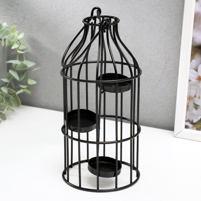 Подсвечник металл 3 свечи  Подсвечник металл 3 свечи "Бутыль" чёрный 21х10х10 см