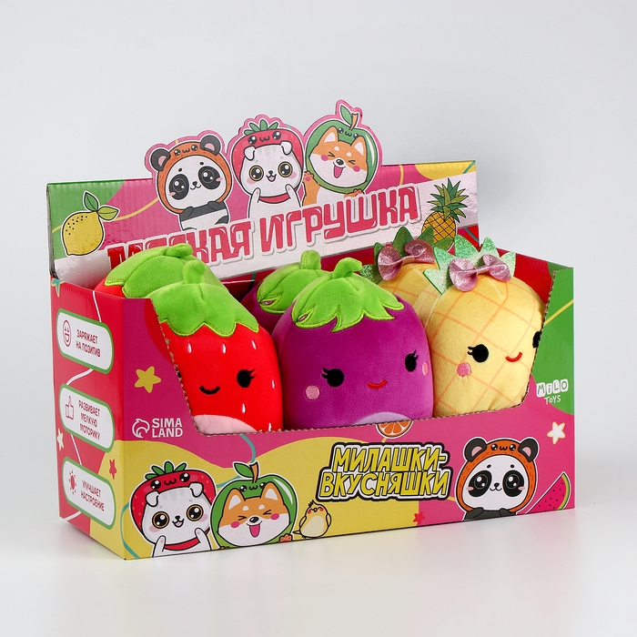 Мягкая игрушка в шоубоксе  Мягкая игрушка в шоубоксе "Фрукты"