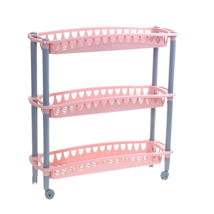 Этажерка напольная узкая 3-х секционная Бытпласт «Джулия», на колёсиках, цвет МИКС Этажерка напольная узкая 3-х секционная Бытпласт «Джулия», на колёсиках, цвет МИКС