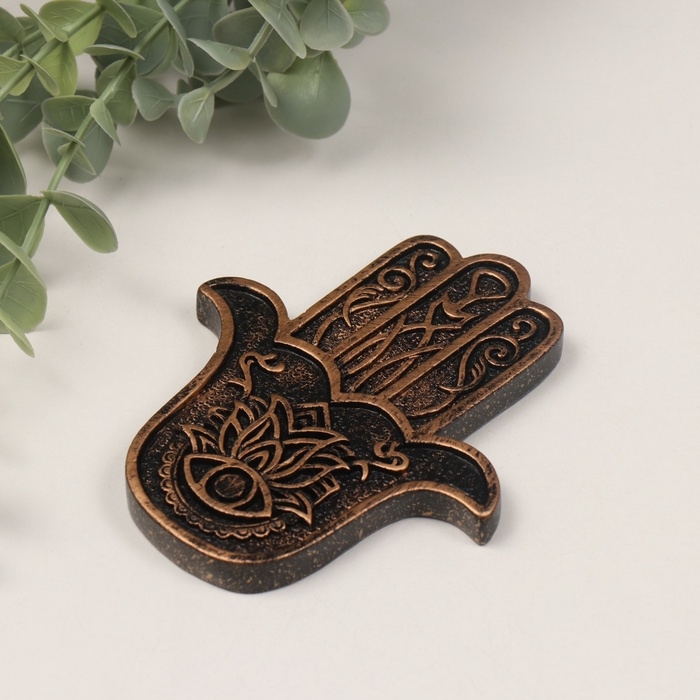 Подставка под благовония полистоун Подставка под благовония полистоун "Рука Фатимы" бронза 9,2x11x1 см