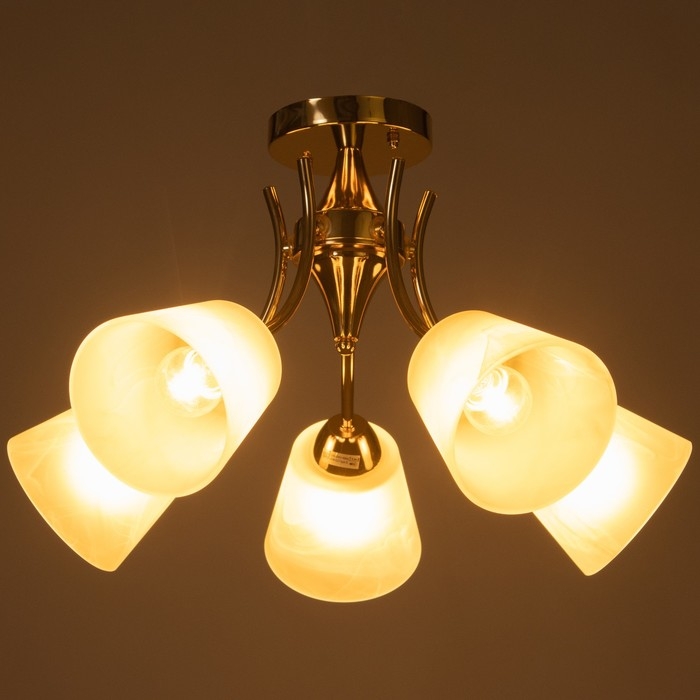 Люстра потолочная Элли 5х40Вт Е27 Золото 52x52x30 см Люстра потолочная Элли 5х40Вт Е27 Золото 52x52x30 см