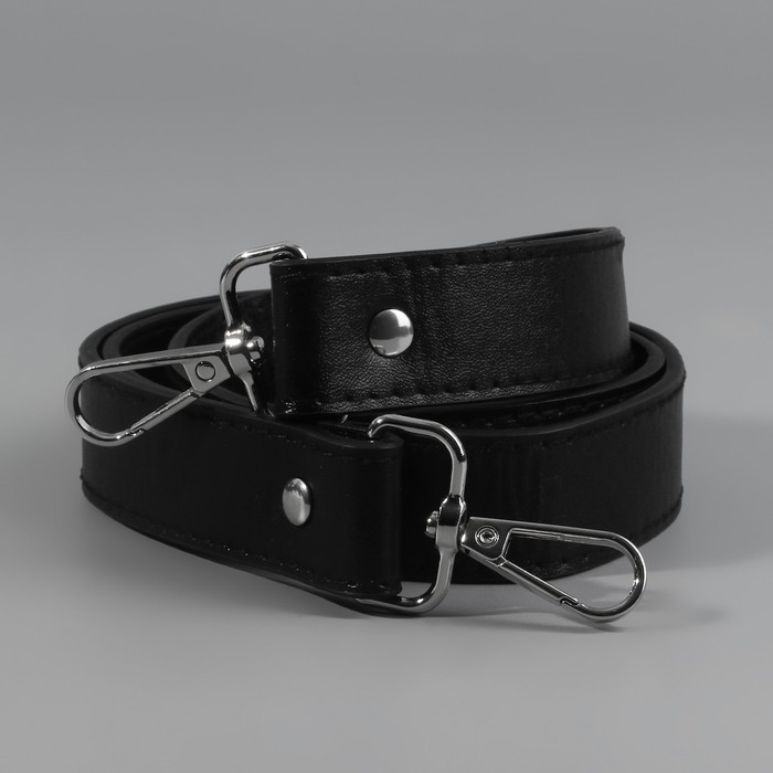 Ручка для сумки, с карабинами, 100 ± 1 см × 2,5 см, цвет чёрный Ручка для сумки, с карабинами, 100 ± 1 см × 2,5 см, цвет чёрный