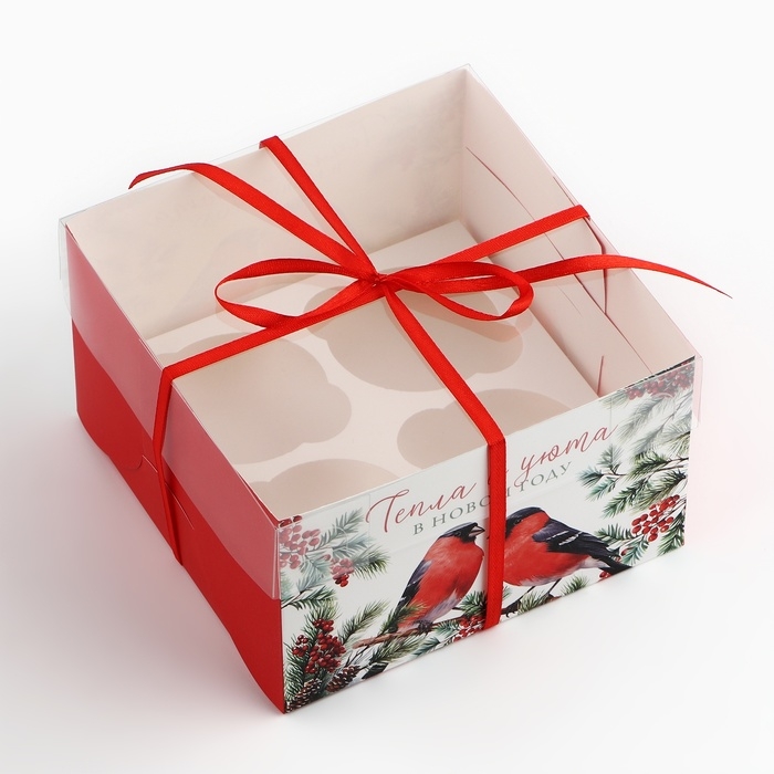 Коробка для капкейка «Тепла и уюта», 16 х 16 х 10 см, Новый год Коробка для капкейка «Тепла и уюта», 16 х 16 х 10 см, Новый год
