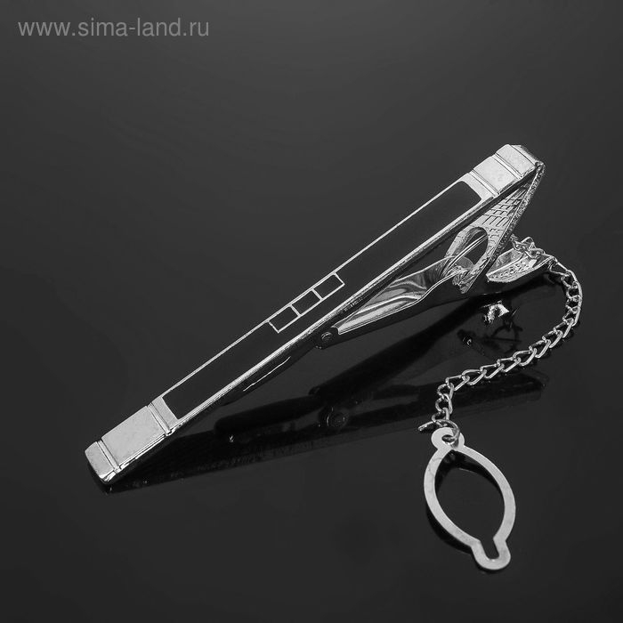 Зажим для галстука стальной «Классический» квадраты с эмалью, цвет чёрный в серебре Зажим для галстука стальной «Классический» квадраты с эмалью, цвет чёрный в серебре