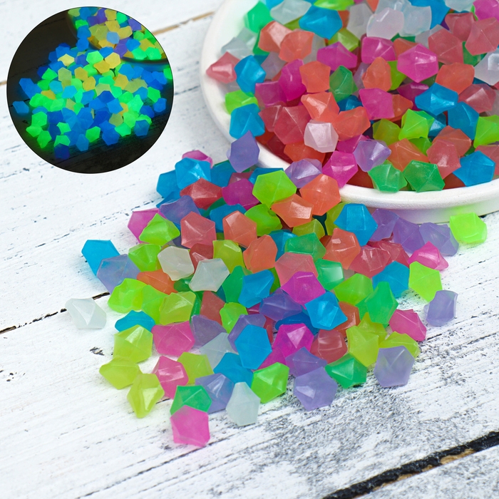 Декоративная крошка для аквариума, светящиеся, 9 - 13 мм, 1 кг, микс Декоративная крошка для аквариума, светящиеся, 9 - 13 мм, 1 кг, микс