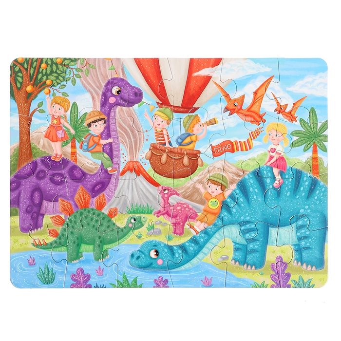 Макси-пазлы 2 в 1 «Единороги + динозавры №4», 24 и 24 элементов