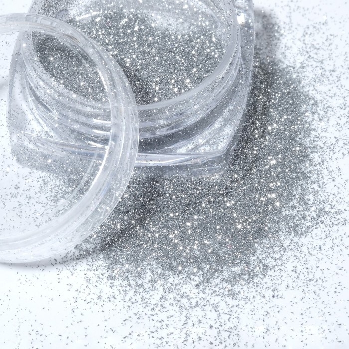 Блёстки для декора ногтей, светоотражающие, мелкие, цвет серебристый Блёстки для декора ногтей, светоотражающие, мелкие, цвет серебристый