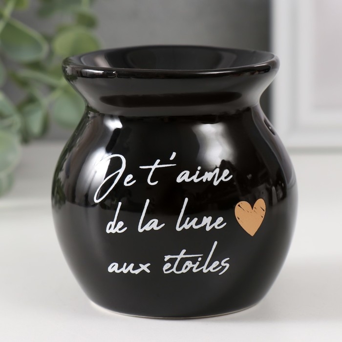 Аромалампа керамика Аромалампа керамика "Признание в любви" чёрная 7,2х7,2х7,8 см