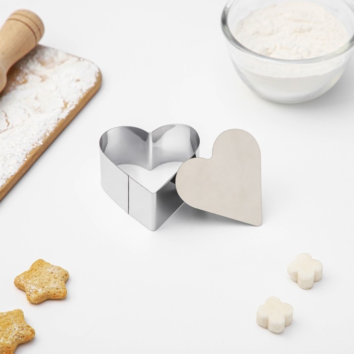 Форма для выкладки Доляна «Сердце», 8×8×4 см, с прессом, толщина 4 мм Форма для выкладки Доляна «Сердце», 8×8×4 см, с прессом, толщина 4 мм