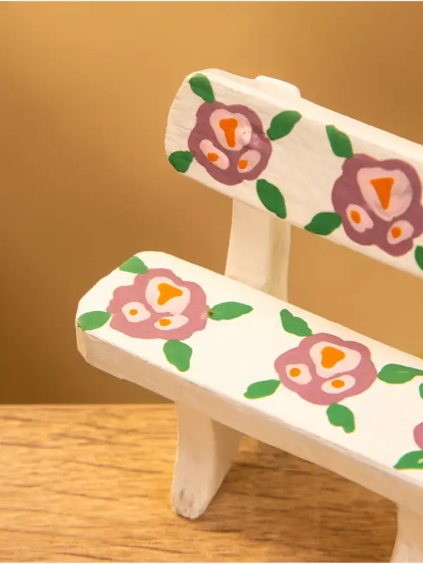 Мебель для кукол &laquo;Скамейка с цветами&raquo;, 6.5&times;3.5&times;6 см, дерево, белая