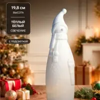 Светодиодная фигура &laquo;Снеговик в колпаке&raquo; 6&times;5.5&times;19.8 см, 1 LED, керамика, от батареек LR44&times;2, свечение тёплое белое