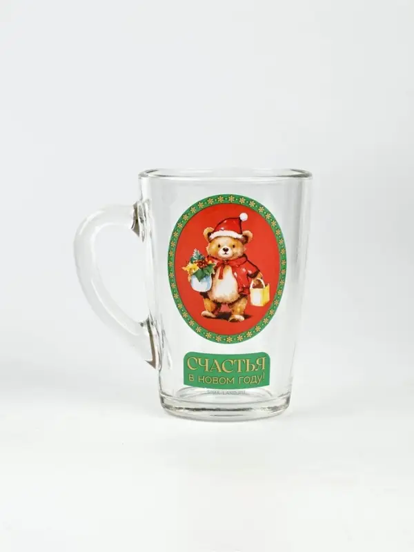 Кружка новогодняя стеклянная &laquo;Мишка&raquo;, 300 мл