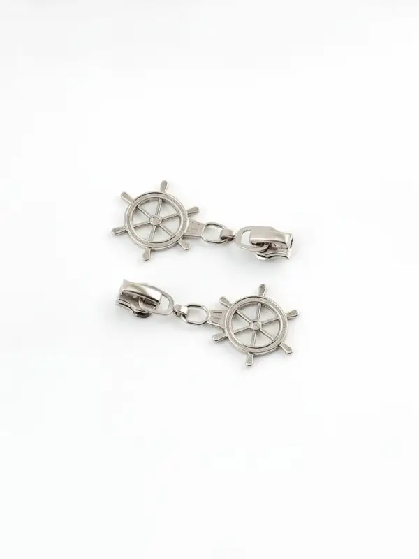 Бегунок для металлической молнии, №3, &laquo;Штурвал&raquo;, 10 шт., цвет никель