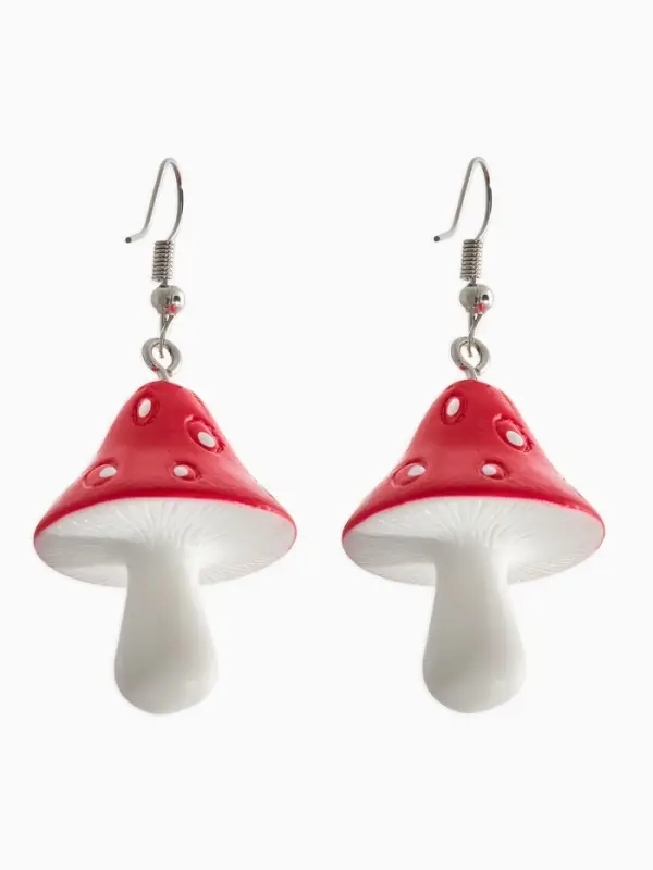 Серьги пластик &laquo;Мухомор&raquo;, красно-белые в серебре
