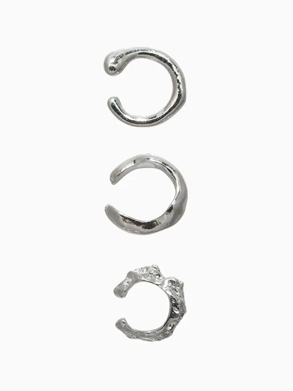 Серьги &laquo;Каффы&raquo; набор 3 шт., мятый, цвет серебро