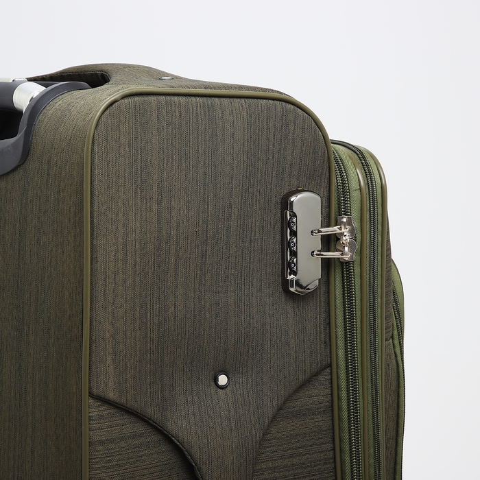 Чемодан большой 95 л (L), отдел на молнии, с расширением, кодовый замок, 4 колеса, наружный карман, цвет хаки Чемодан большой 95 л (L), отдел на молнии, с расширением, кодовый замок, 4 колеса, наружный карман, цвет хаки