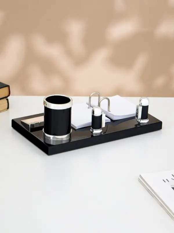 Набор настольный 4 в 1, органайзер с визитницей, черное дерево