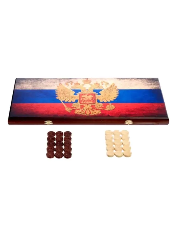 Настольная игра нарды с шашками &laquo;Герб России&raquo;, деревянные большие, 60&times;60 см