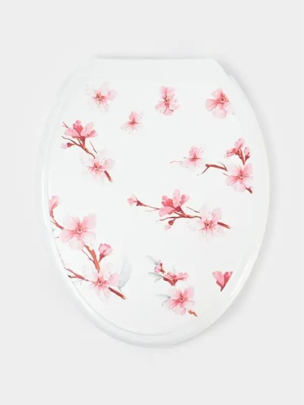 Сиденье для унитаза с крышкой &laquo;Декор. Сакура&raquo;, 44.5&times;37 см, белое