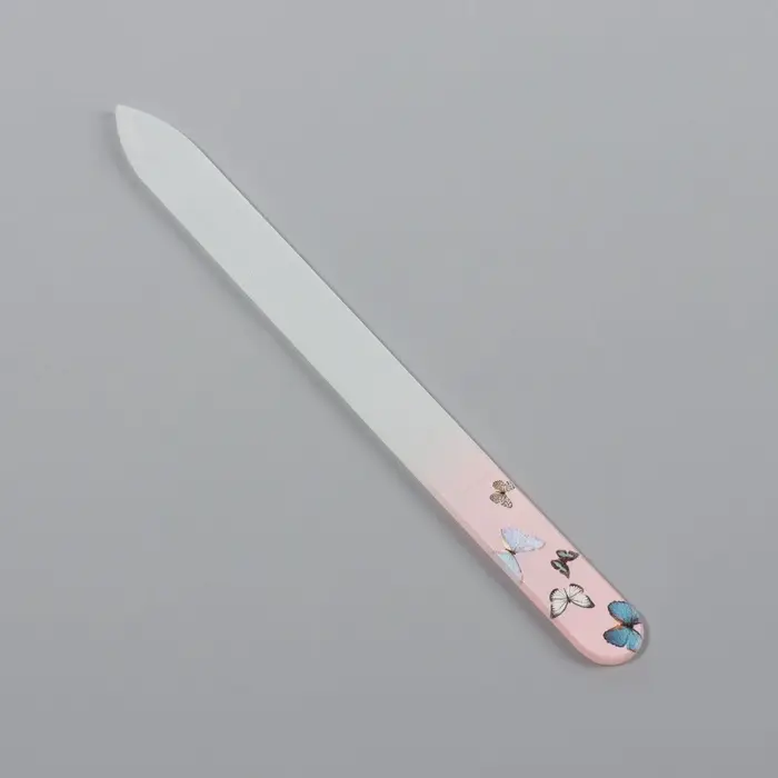 Пилка стеклянная для ногтей &laquo;Бабочки&raquo;, 14 см, в чехле, МИКС