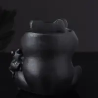 Кашпо "Лягушка с лягушонком" 10х10 см, чёрный