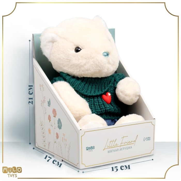 Мягкая игрушка Little Friend, мишка в зеленом свитере, 21 см Мягкая игрушка Little Friend, мишка в зеленом свитере, 21 см