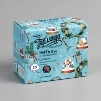 Гирлянда &laquo;Нить&raquo; 5 м с насадками &laquo;Шишки&raquo;, IP20, прозрачная нить, 20 LED, свечение мульти (RG/RB), мигание, 220 В