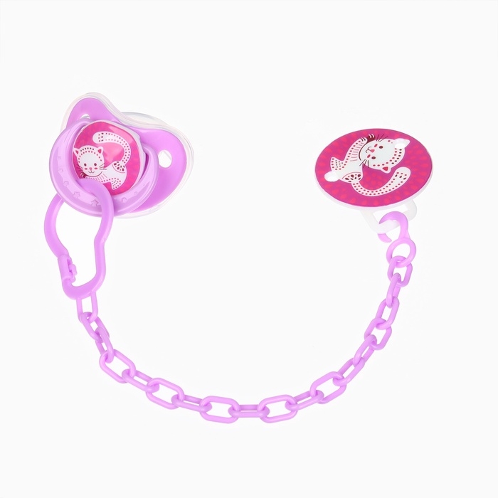 Пустышка ортодонт., с колпачком и держателем, от 0 мес., цвет Фиолет / Роз Пустышка ортодонт., с колпачком и держателем, от 0 мес., цвет Фиолет / Роз