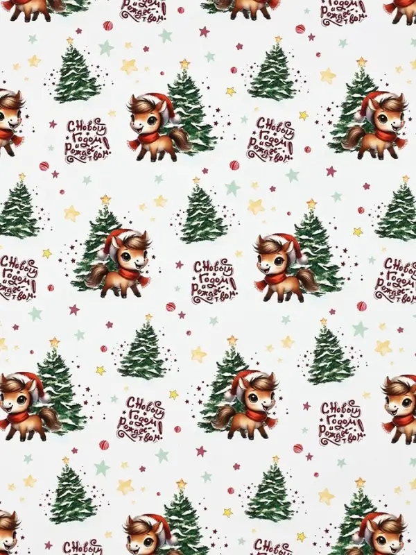 Бумага упаковочная глянцевая &laquo;С Новым годом и Рождеством&raquo;, 70&times;100 см