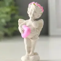 Фигура "Ангел с сердцем стоит" 8см, белый Фигура "Ангел с сердцем стоит" 8см, белый