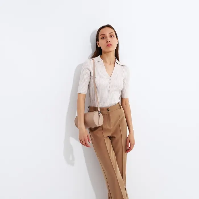 Сумка женская кросс-боди на молнии, 22&times;11.5&times;11.5 см, однотонная, бежевая