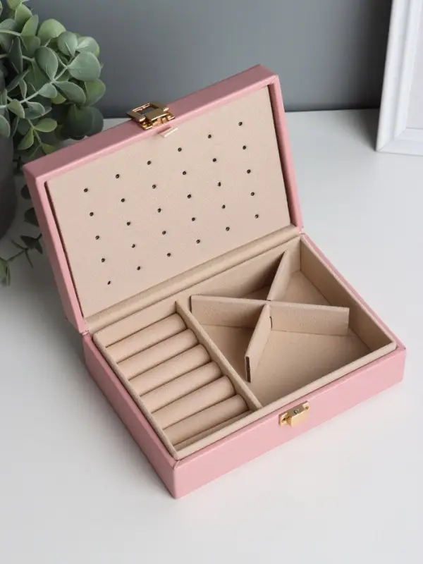 Шкатулка для украшений &laquo;Матовая гладь. Прямоугольная&raquo;, кожзам, розовая, 16&times;11.5&times;5.5 см