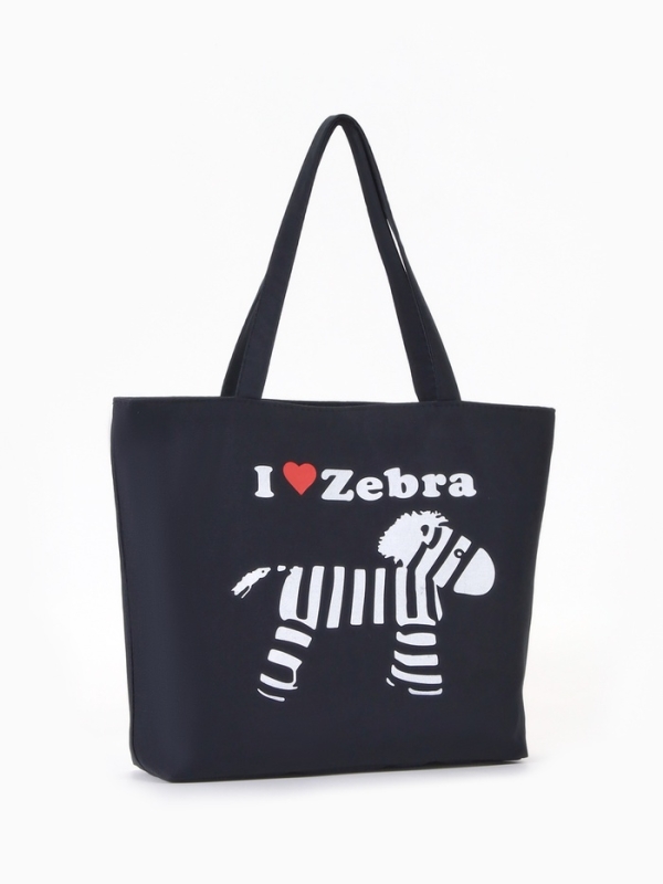 Шопер Зебра, 42*9*32, отдел на молнии, подклад, черный/белый Шопер Зебра, 42*9*32, отдел на молнии, подклад, черный/белый