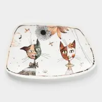 Блюдо фарфоровое сервировочное Доляна &laquo;Коты-аристократы&raquo;, 30&times;18.5 см, белое