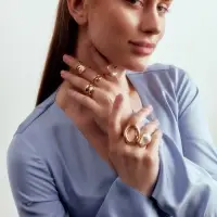 Набор колец &laquo;Жемчужный блеск&raquo;, 6 шт., белый в золоте, размер МИКС 16-18