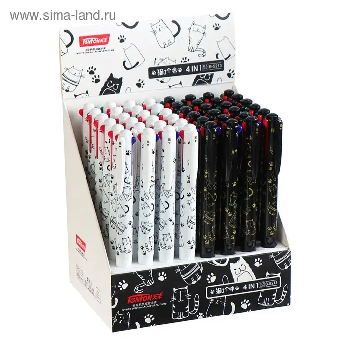 Ручка шариковая многоцветная, автоматическая 4 цвета, цвет корпуса МИКС с рисунком, штрихкод на штуке Ручка шариковая многоцветная, автоматическая 4 цвета, цвет корпуса МИКС с рисунком, штрихкод на штуке