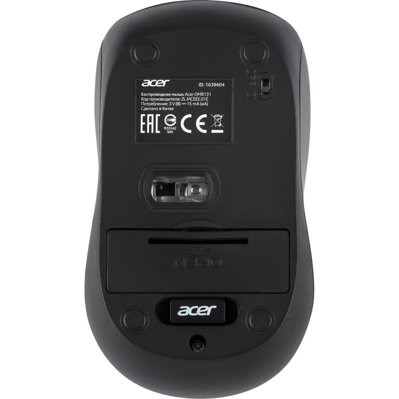 Мышь компьютерная Acer OMR131 черн. оптичес. (1000dpi) беспровод,USB (2but)