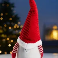 Светодиодная фигура &laquo;Гном романтик в красном&raquo; 40 см, текстиль, 1 LED, от батареек LR1130&times;3, свечение тёплое белое